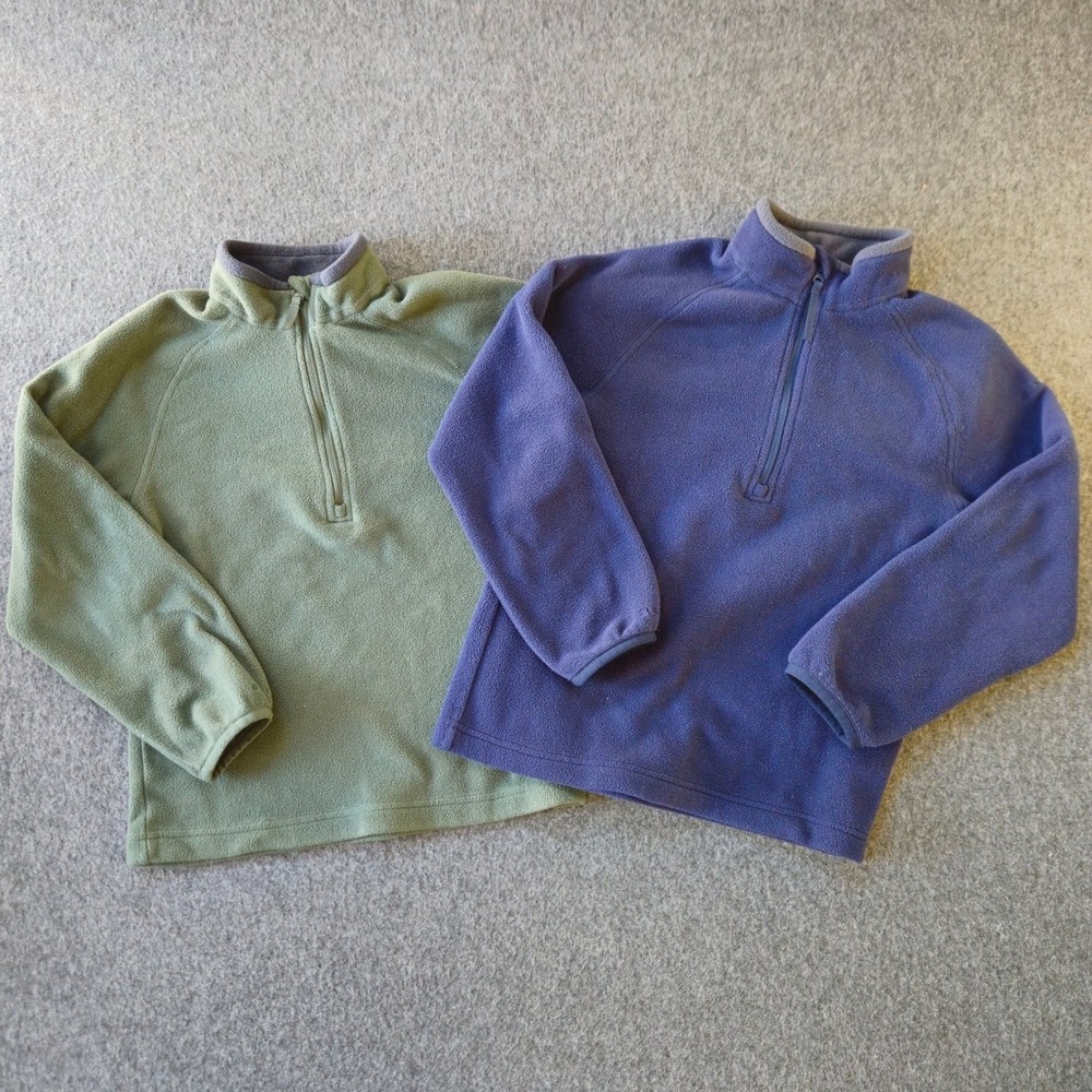 Kathmandu PrimaLoft Bio Fleece Pullovers Pair Kids 8 Blue Green 1/4 Zip Outdoors